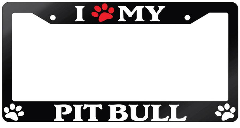 Glossy Black License Plate Frame I (PAW) MY PIT BULL Auto Accessory 504  Mod-GRAPH9856236-7103
