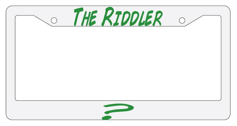 The Riddler White Plastic License Plate Frame Auto  Mod-GRAPH9856236-276
