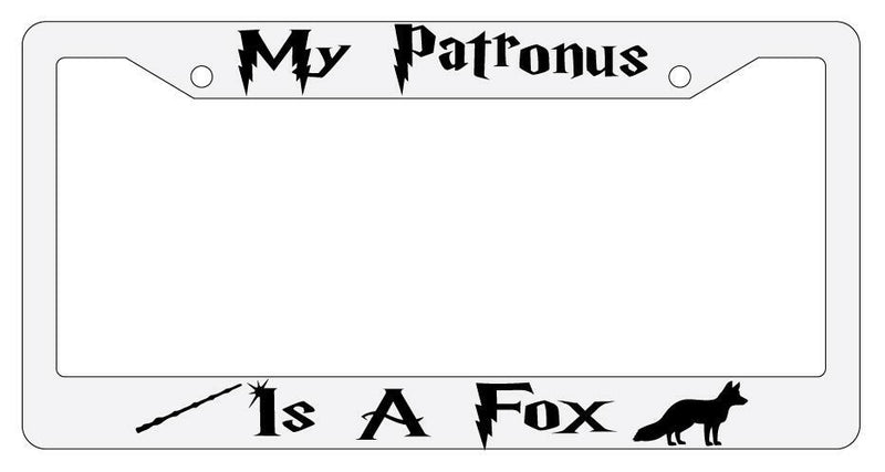 My Patronus is A Fox White Plastic License Plate Frame Auto Accessory  Mod-GRAPH9856236-3553