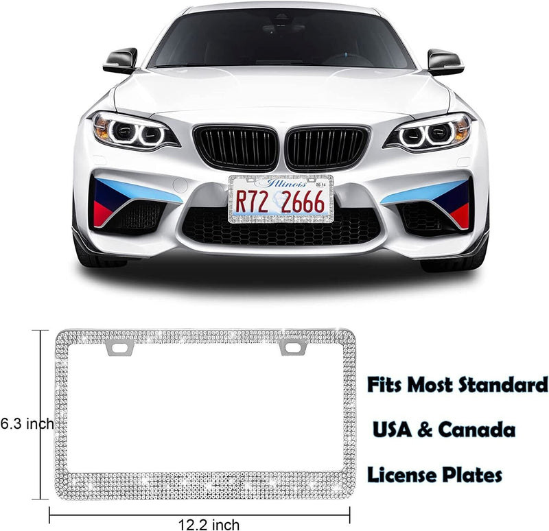 Unbreakable Clear Crystal Bling License Plate Frame including Mounting Hardware