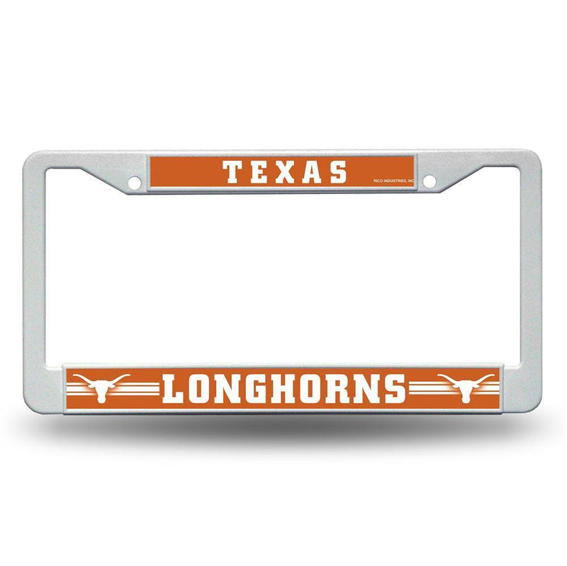 NCAA Texas Longhorns White Plastic License Plate Frame