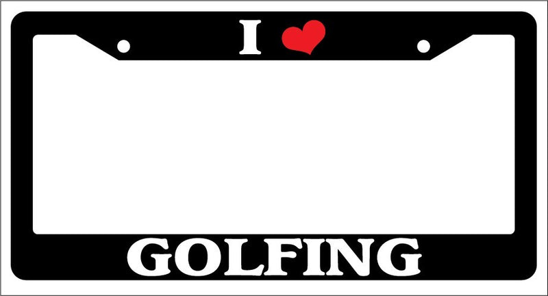 Black License Plate Frame "I Heart Golfing" Auto Accessory Novelty  Mod-GRAPH9856236-2916