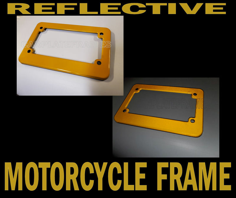 YELLOW MOTORCYCLE REFLECTIVE SAFETY LICENSE PLATE FRAME BE SEEN AT NIGHT!
