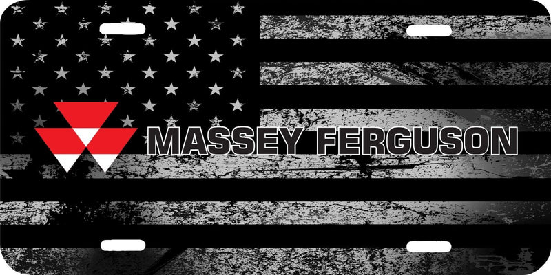 MASSEY FERGUSON TRACTOR LOGO GRAY AMERICAN FLAG LICENSE PLATE CAR TAG .040 GAUGE