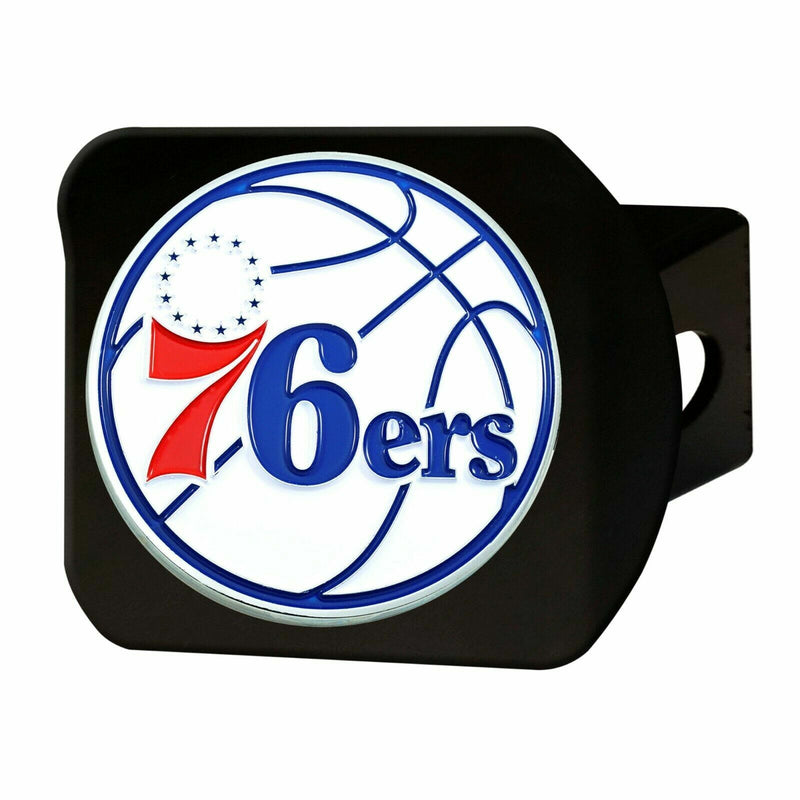 NBA Philadelphia 76ers 3D Color on Black Metal Hitch Cover