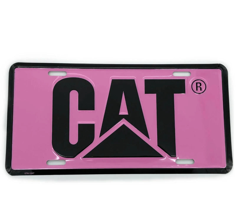 NEW - PINK Caterpillar CAT Logo Heavy Equipment 3D Embossed Metal License Plate