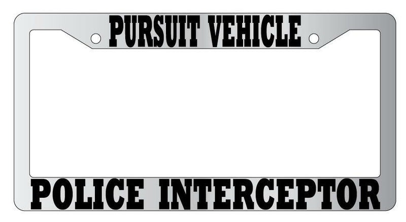 Pursuit Vehicle Police Interceptor Chrome License Plate Frame  Mod-GRAPH9856236-4258