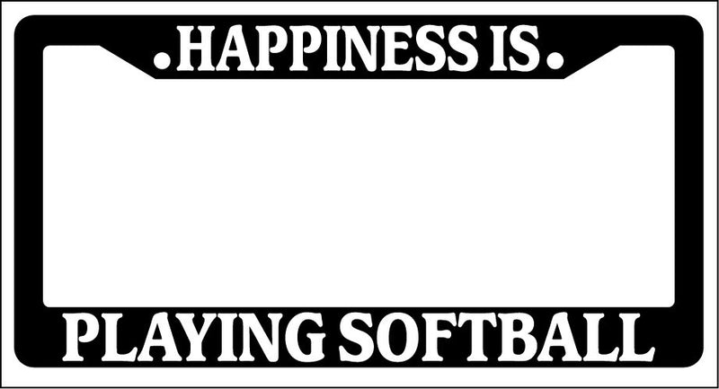 Black License Plate Frame Happiness Is... Playing Softball Auto Accessory  Mod-GRAPH9856236-810