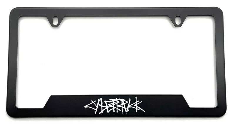 Cybertruck Laser Engraved Stainless Steel License Plate Frame B fit, Black, Front, Road Legal, Tesla rust free, Car