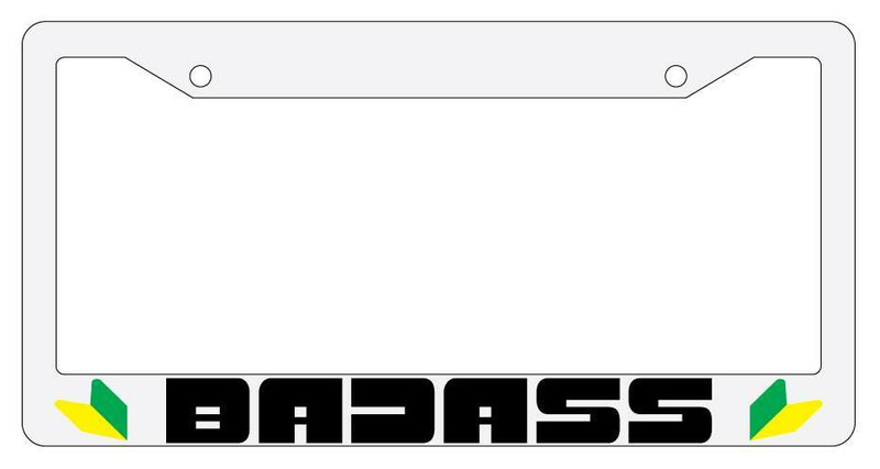 Badass (For JDM) White Plastic License Plate Frame Auto Accessory  Mod-GRAPH9856236-182