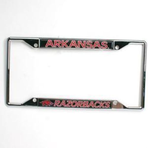 NCAA Arkansas Razorbacks Metal License Plate Frame W/domed Insert