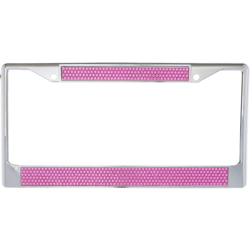 Premium Chrome Hot Pink Bling Crystal Diamond License Plate Frame for Car-Truck