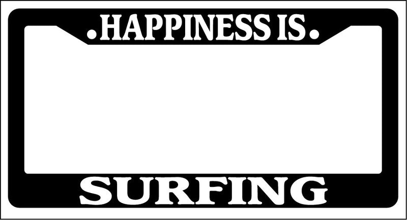 Black License Plate Frame Happiness Is... Surfing Auto Accessory Novelty  Mod-GRAPH9856236-828