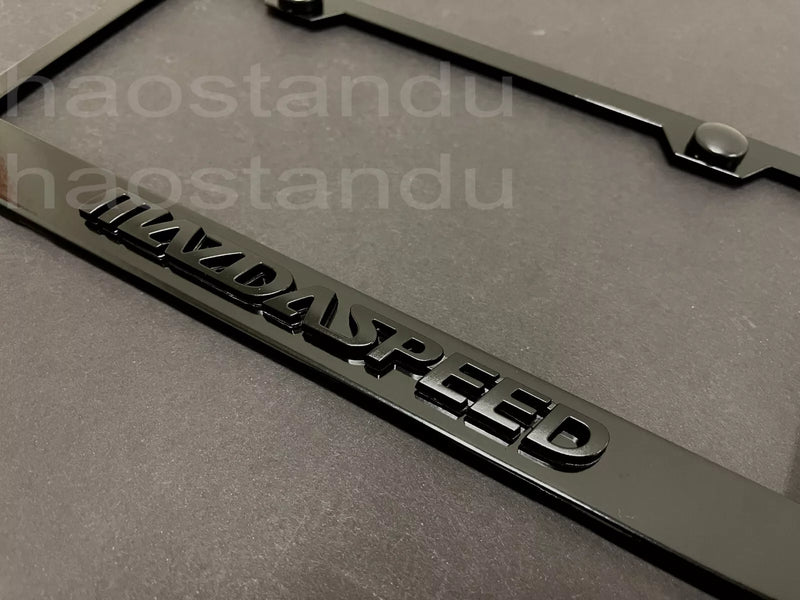 1x Black MAZDA SPEED 3D Emblem BLACK STAINLESS License Plate Frame + Screw Cap