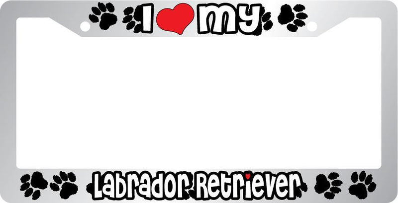 Chrome License Plate Frame I Heart My Labrador Retriever Accessory Peticular  Mod-GRAPH9856236-6615