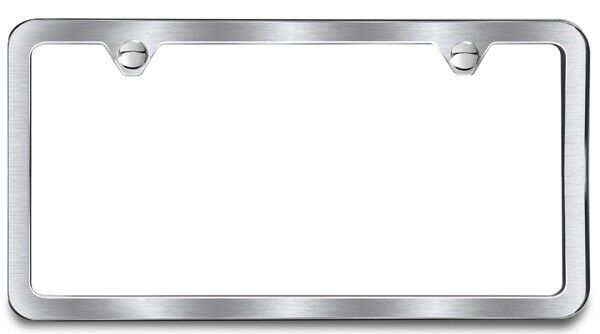 Slim Style Stainless Steel License Plate Frame Brush Satin Finish 2 Holes