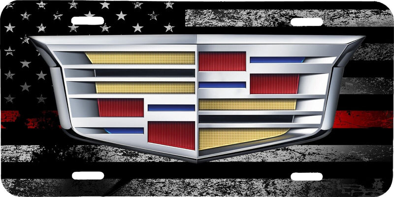 CADILLAC CTS XTS SRX THIN RED LINE AMERICAN FLAG CAR LICENSE PLATE TAG .040 GA