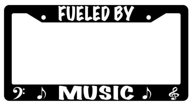 Fueled By Music Black Plastic License Plate Frame (NOTES)  Mod-GRAPH9856236-86