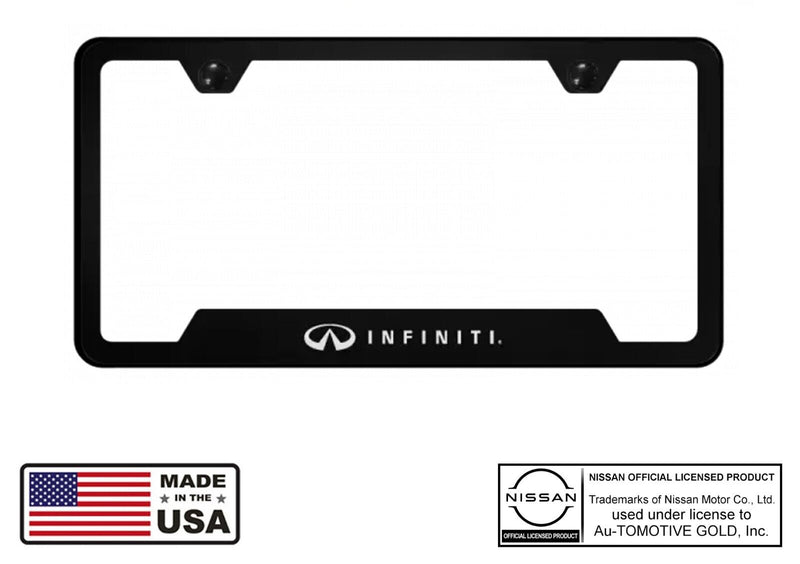 Infiniti Logo Black Finish Notched License Plate Frame Official Licensed