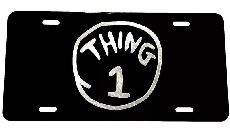 THING 1 logo Car Tag Diamond Etched on Aluminum License Plate