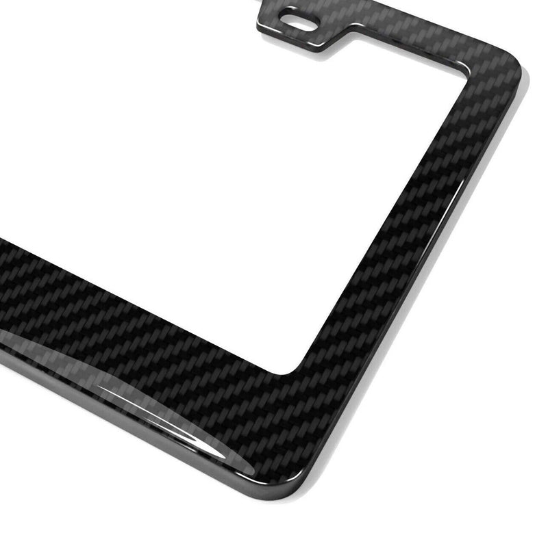 SRT Red Logo Black Real 3K Carbon Fiber Finish ABS Plastic License Plate Frame