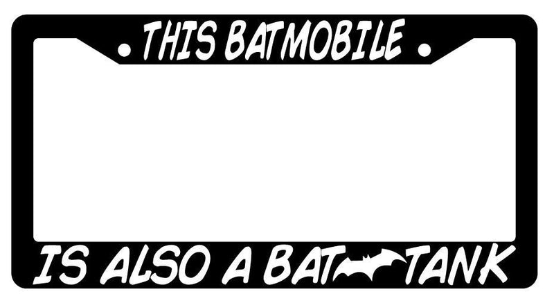 This Batmobile Is Also A Bat Black Plastic License Plate Frame Auto Accessory DC  Mod-GRAPH9856236-738