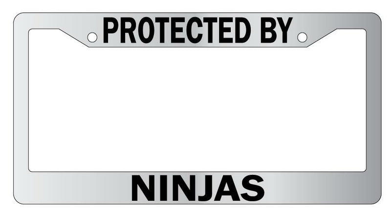 Protected By Ninjas Chrome License Plate Frame Auto  Mod-GRAPH9856236-5109