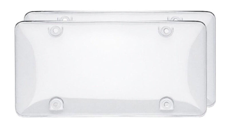 2 Clear License Plate Tag Frame Covers Bubble Shields Protector for Car-Truck