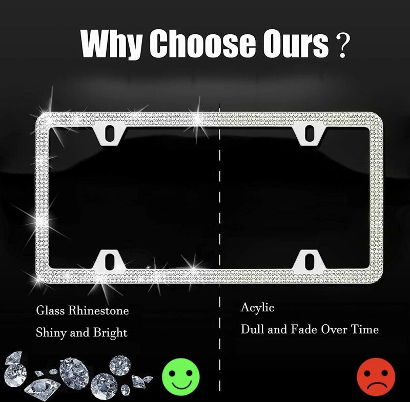 Bling Diamond License Plate Frames,Sparkly Rhinestones License Plate Frame