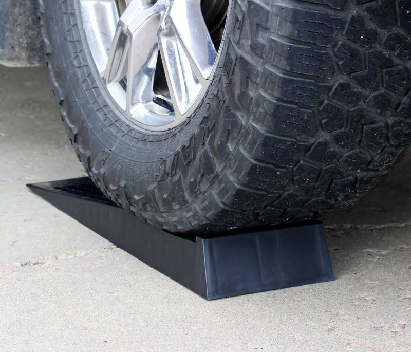 ABN Car Ramps - 2pc Black Low Rise 28 x 8 x 3in Wheel Chocks Plastic Tire Ramps