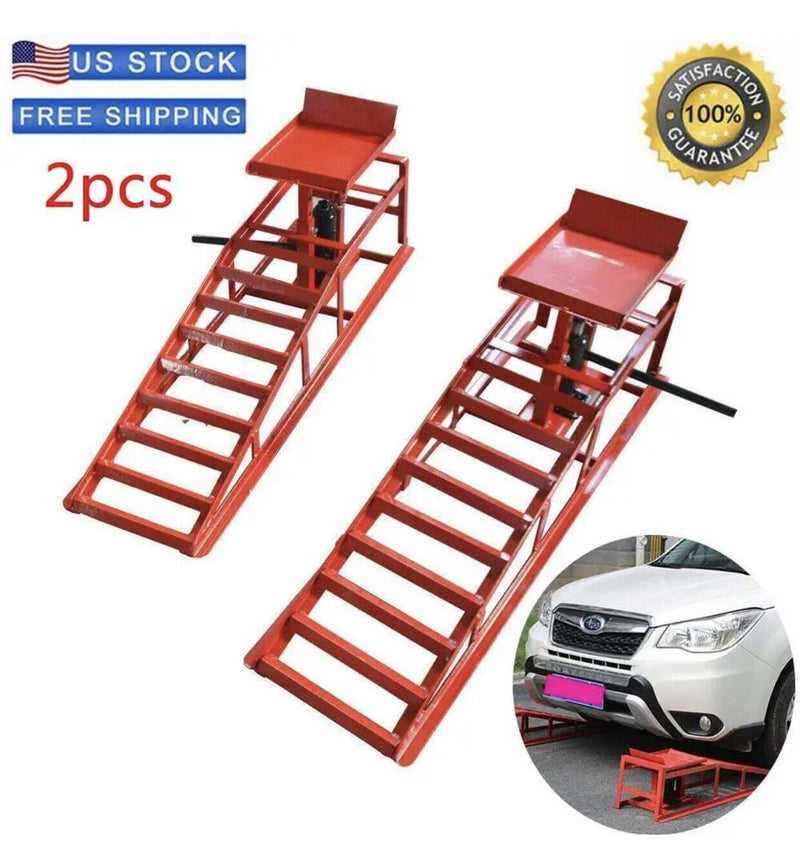 2 Pack 10000lbs Heavy Duty Auto Car Truck Service Hydraulic Lift Vehicle Ramps