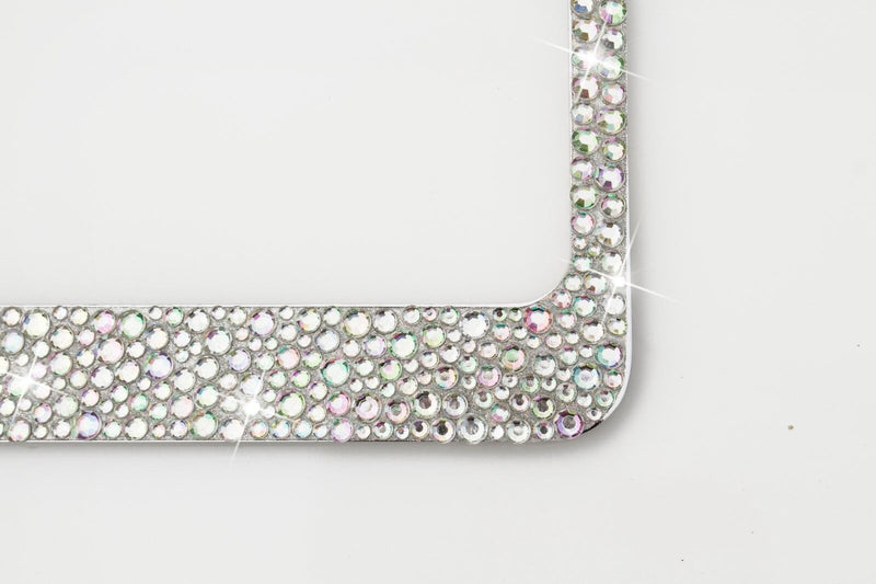 Aurora Borealis "AB" Crystal Mix Sizes License Plate Frame 7 rows Bling Bling