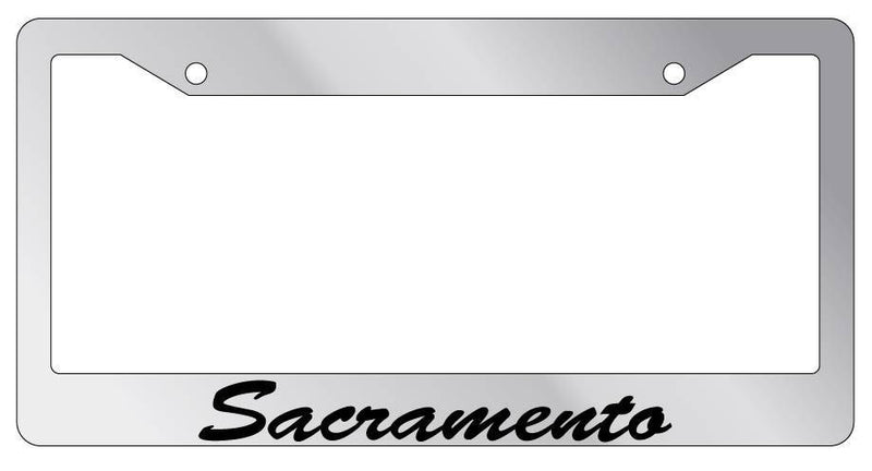 Chrome METAL License Plate Frame Sacramento Cursive Auto Accessory 2624  Mod-GRAPH9856236-8907