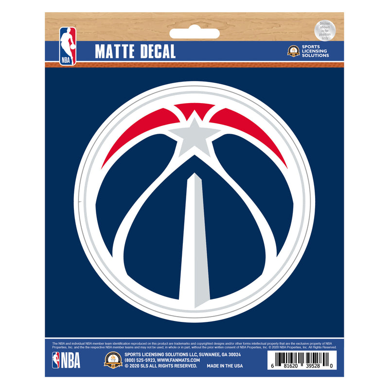 NBA Washington Wizards Decal Matte 5"X6.25" Auto Boat Cooler Luggage