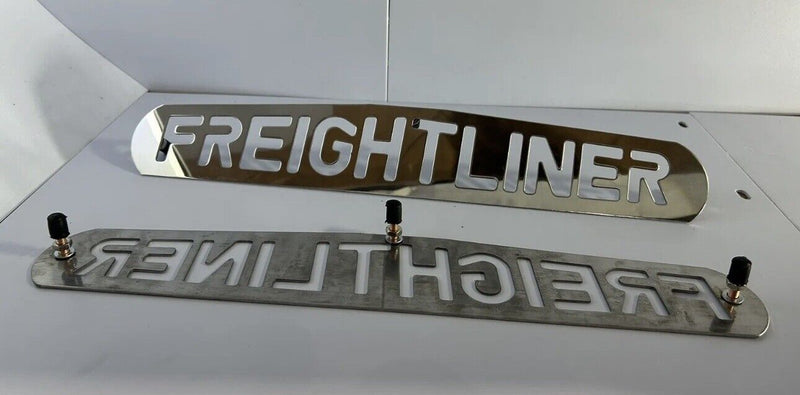 Pair Freightliner Semi Truck 24" x 4" Stainless Steel Mud Flap Weights 3 Studs