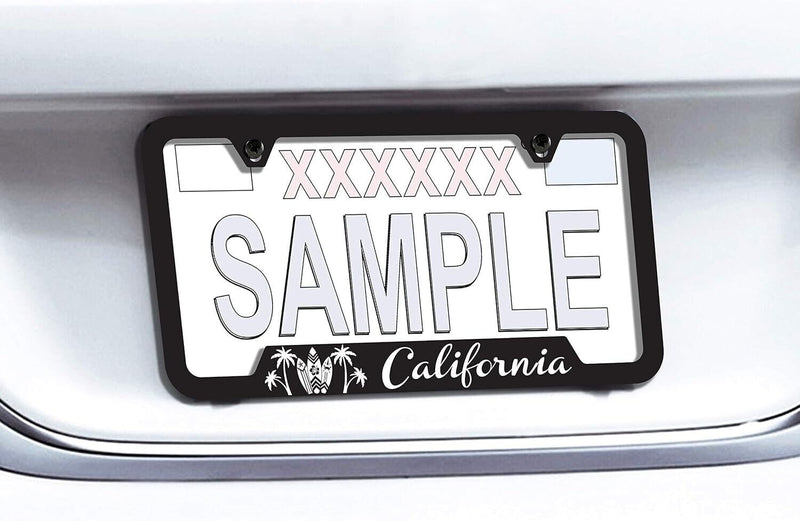 CALIFORNIA Universal Black Stainless Steel License Plate Frame - Surf Boards