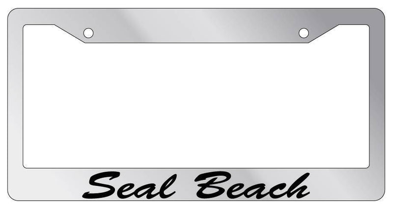 Chrome METAL License Plate Frame Seal Beach Cursive Auto Accessory 2669  Mod-GRAPH9856236-8918