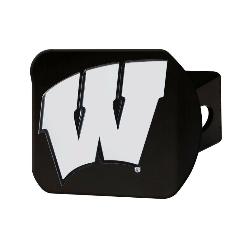 NCAA Wisconsin Badgers 3D Chrome on Black Metal Hitch Cover