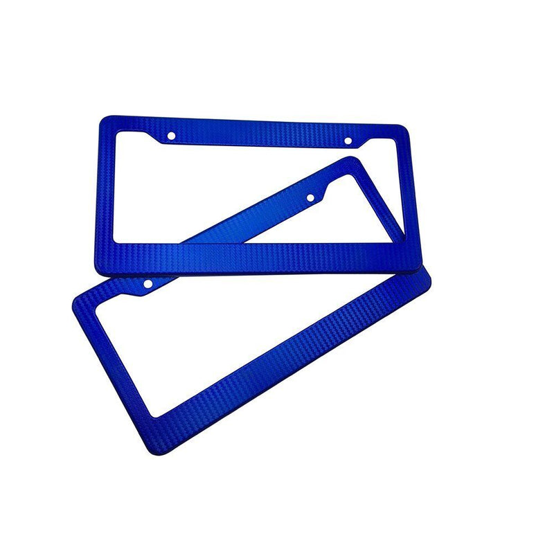 2 x JDM Blue Carbon Fiber Look License Plate Frame Cover Front & Rear US Size