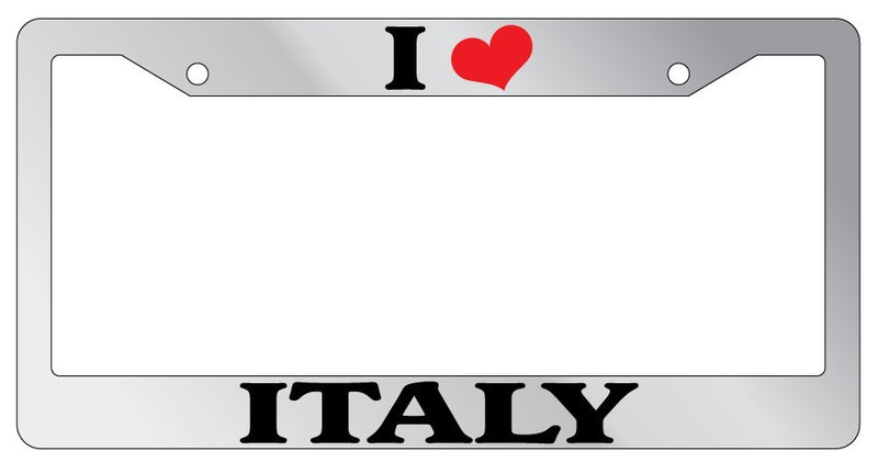 Chrome METAL License Plate Frame I HEART ITALY Auto Accessory 1491  Mod-GRAPH9856236-8206