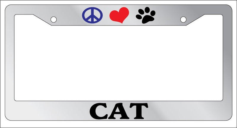 mChrome License Plate Frame Peace Love Paw Cat Auto Accessory Novelty -324  Mod-GRAPH9856236-4876