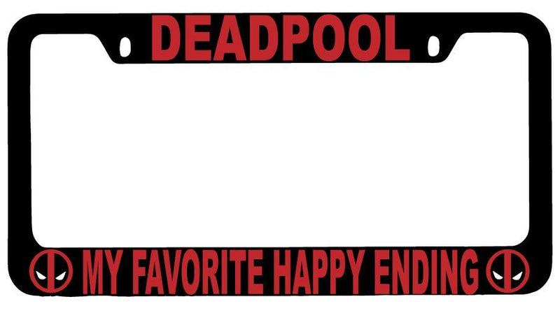 Black METAL For Deadpool My Favorite Happy Ending License Plate Frame Auto Accessory  Mod-GRAPH9856236-9191