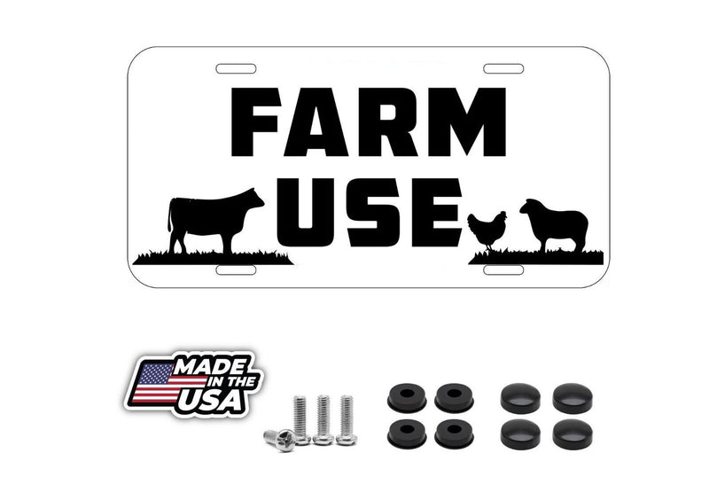 FARM USE Vehicle License Plate Tag METAL car automobile truck Farm WT BLK 5