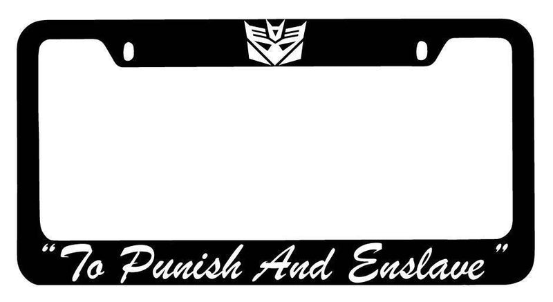 Black METAL License Plate Frame "To Punish And Enslave" LOGO Auto Accessory 8  Mod-GRAPH9856236-9915
