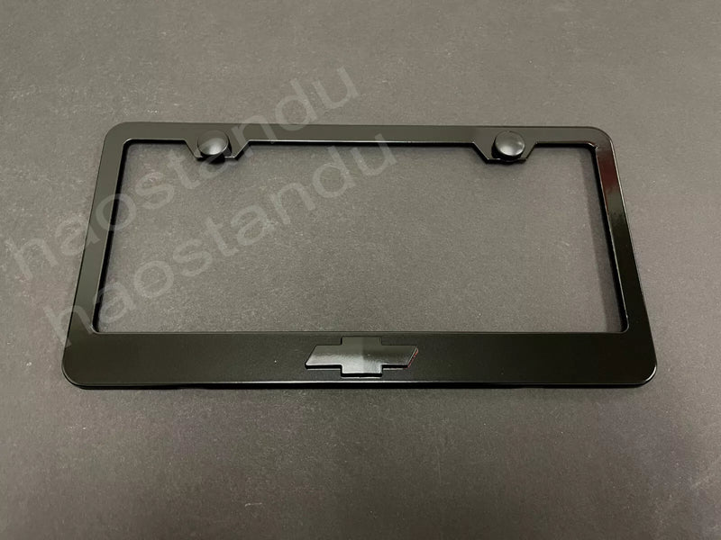 1x Black Trim Bowtie LOGO 3D Emblem BLACK Stainless License Plate Frame Style02
