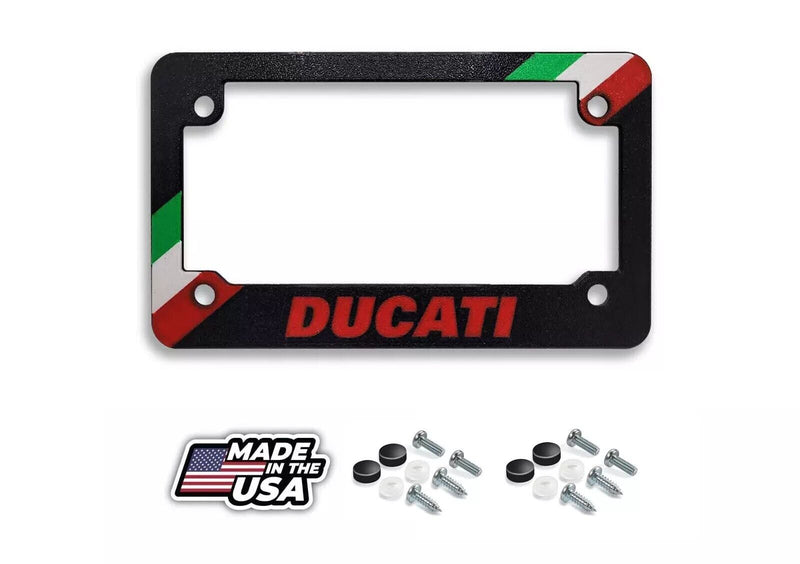 For Ducati Motorcycles Textured Italian Flag License Plate Frame (RED)
