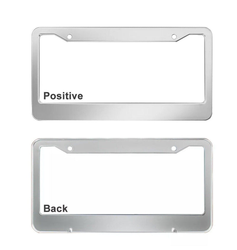 2PCS CHROME STAINLESS STEEL METAL LICENSE Plate Frame COVER SCREW CAPS /CF-2