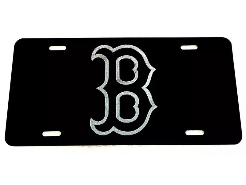 Boston Red Sox Big B Car Tag Diamond Etched on Aluminum License Plate