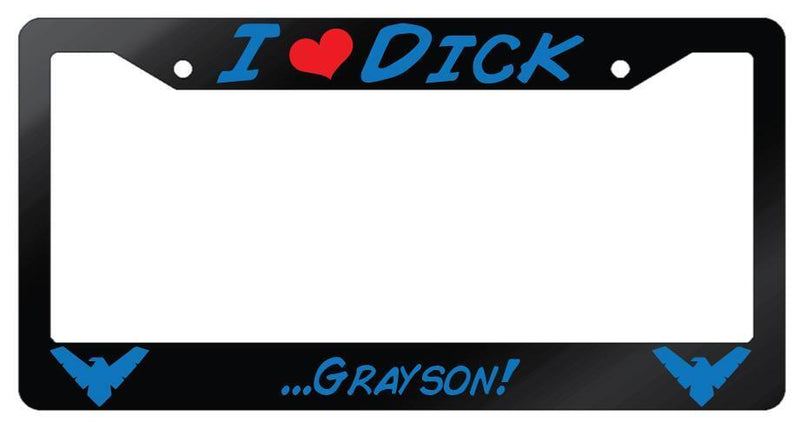 I Heart Dick (Nightwing) Glossy Black Plastic License Plate Frame DC  Mod-GRAPH9856236-7328