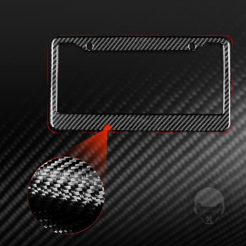 Real 100% Carbon Fiber License Plate Frame Cover With Free Caps Universal